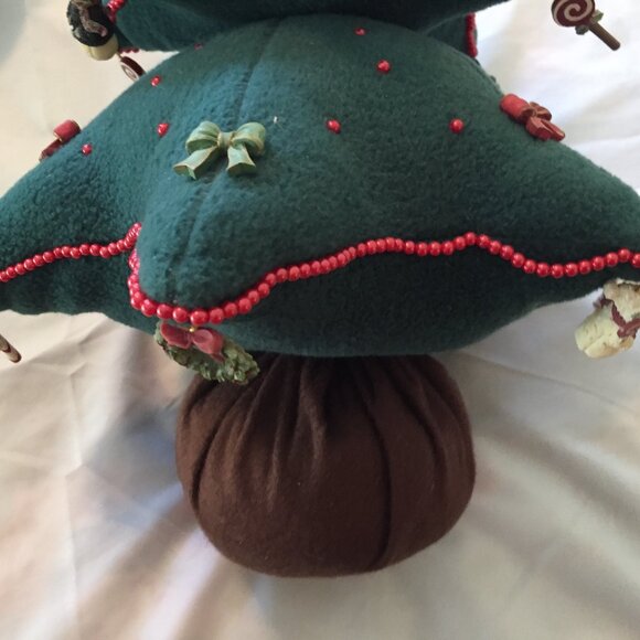 Vintage Handmade 3D Soft Stuffed Plush Fabric Christmas Tree 14” Mini Ornaments - Picture 10 of 11